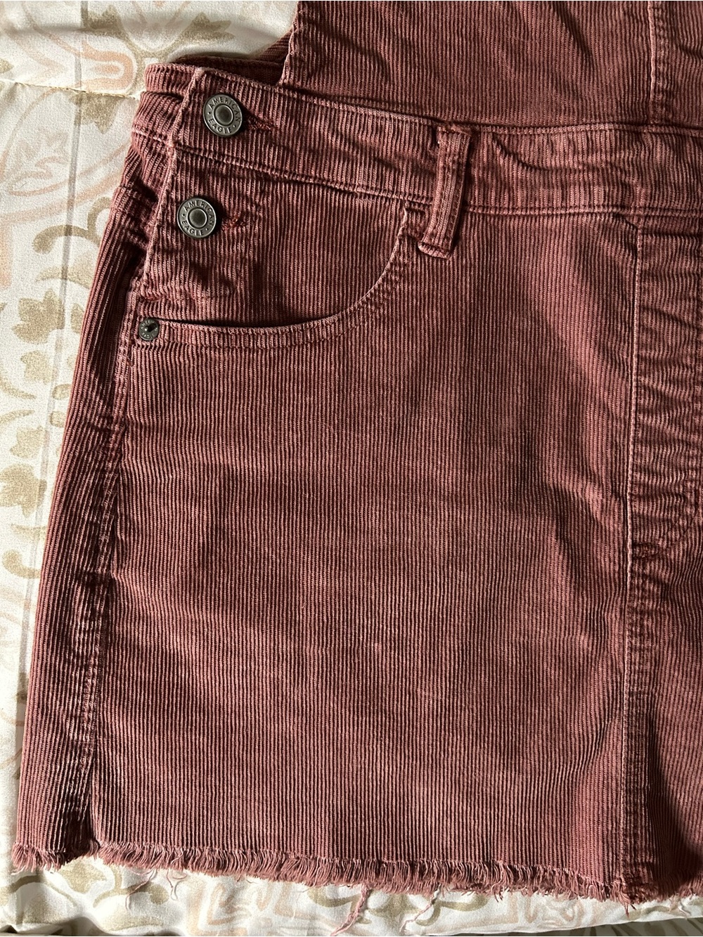 Burgundy AMERICAN EAGLE Corduroy Overall Skirt - Picture 6 of 14